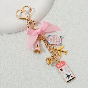 Bowknot Airplane Luggage Passport Keychain
